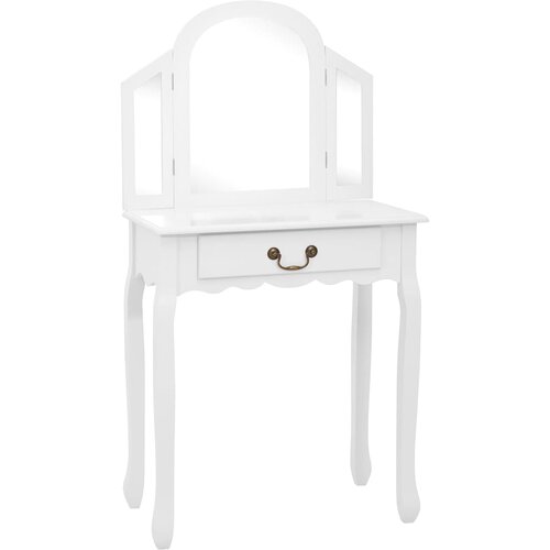  Toaletni stolić sa stolcem bijeli 65x36x128 cm paulovnija i MDF Slike