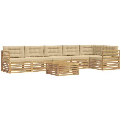 vidaXL Zunanja garnitura za sedenje 7 pcs Bela in bež Poliester, (5000271600) Cene