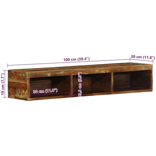 vidaXL Stenska TV omarica 100x30x19 cm trden predelan les Cene