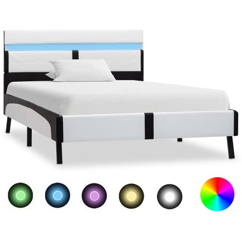  Okvir za krevet od umjetne kože LED bijelo-crni 90 x 200 cm Cene