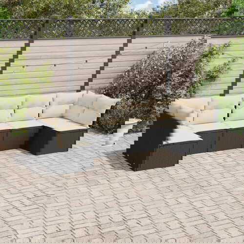 vidaXL 7-dijelni set vrtnih sofa od poliratana s jastucima crni Cijene