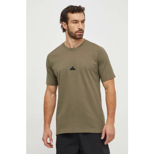 Adidas Bombažna kratka majica Z.N.E moška, zelena barva