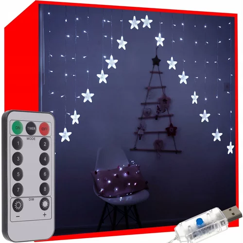  božićna svjetla svjetlosna zavjesa 136 led hladno bijela 8 funkcija usb zvjezdice