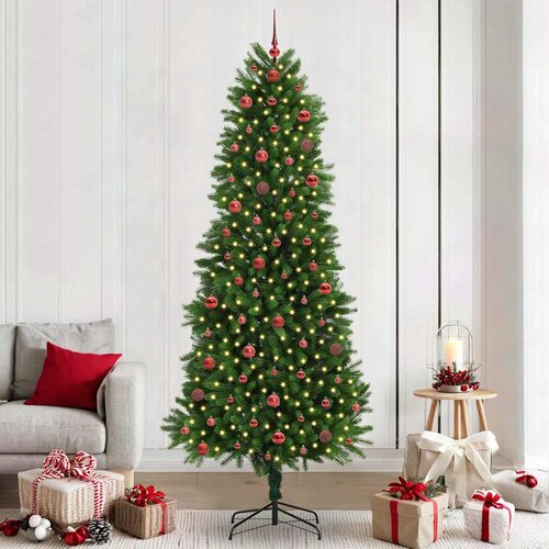 vidaXL Božično drevo med 300 LED z stojalom Zelena 240 cm PE Cene
