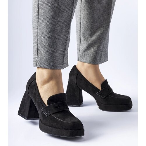 Gemre Black pumps on high block heel Solaine Cene