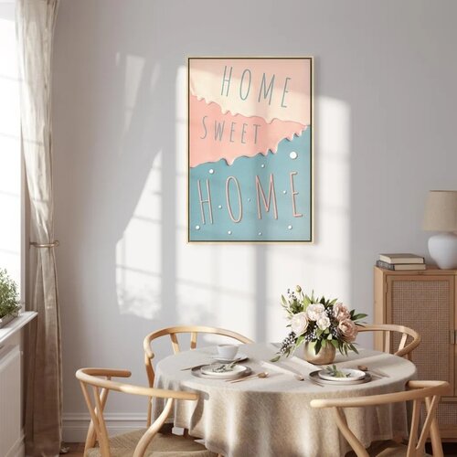  Slika - Inscriptions: Home Sweet Home (1 Part) Vertical 80x120 U prirodnom drvenom okviru Slike