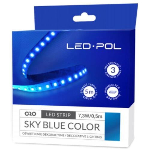 SMD barvni led trak moder "sky blue" 14,6w/m 12V IP20 5m Cene