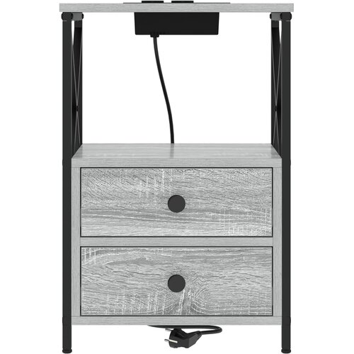  Noćni ormar 2 kom. Siva Sonoma 40 x 31 x 60 cm Slike