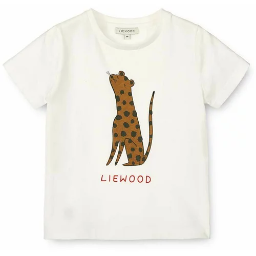 Liewood Otroška bombažna kratka majica Apia Placement Shortsleeve T-shirt bež barva
