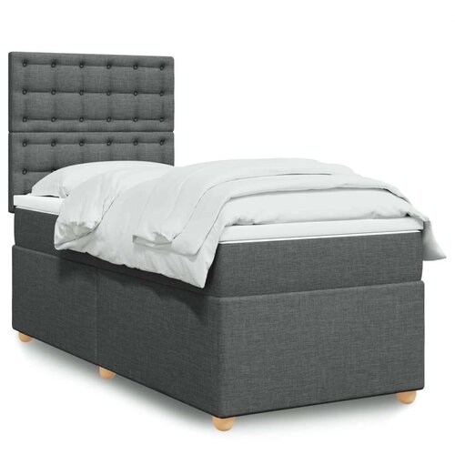 vidaXL Box spring postelja z vzmetnico temno siva 80x200 cm blago Cene