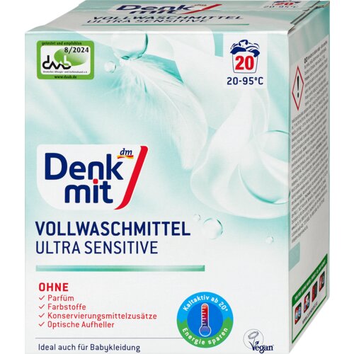 Denkmit ULTRA SENSITIVE, detergent za pranje belog veša, 20 pranja 1.35 kg Cene