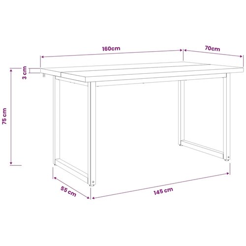  Kvadratni blagovaonski stol 160 x 70 x 75 cm Prirodna - Prirodno kava 160 x 70 x 75 cm Četvrtasto Slike