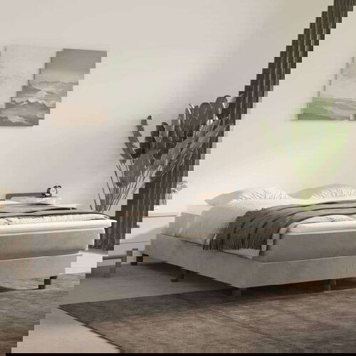  Box spring postelja z vzmetnico svetlo siva 140x200 cm žamet, (20726736) Cene