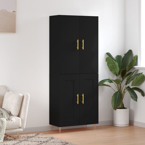  Visoka komoda crni 69,5x34x180 cm konstruirano drvo Slike