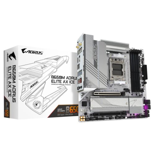 Gigabyte B650M AORUS ELITE AX ICE, DDR5, SATA3, USB3.2Gen2x2, DP, 2.5GbE, WiFi 6E, AM5 mATX Cene