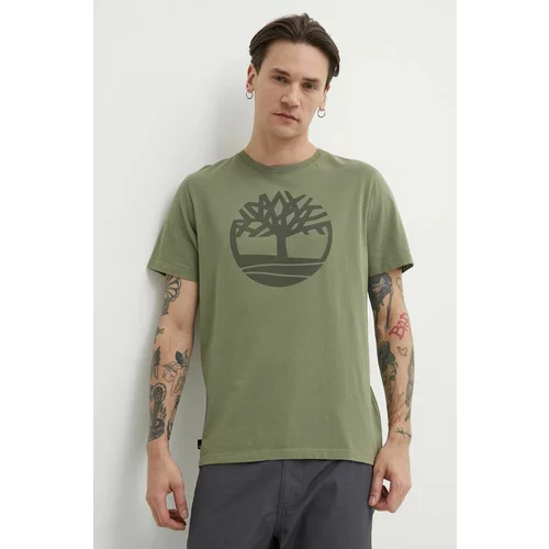 Timberland Bombažna kratka majica moška, zelena barva, TB0A2C2RAP61