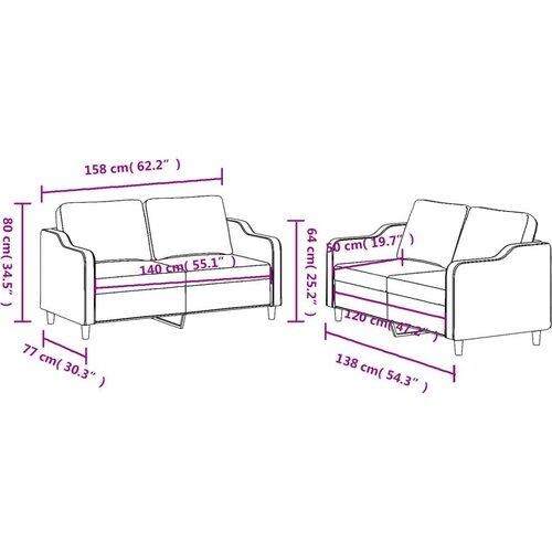 VidaXL 2-dijelni set sofa s jastucima krem od tkanine Slike