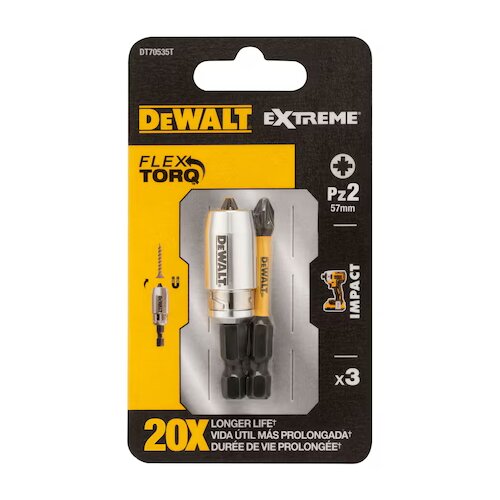 Dewalt DT70535T bit PZ2 57mm+ALU prsten 3kom FLEXTORQ Slike