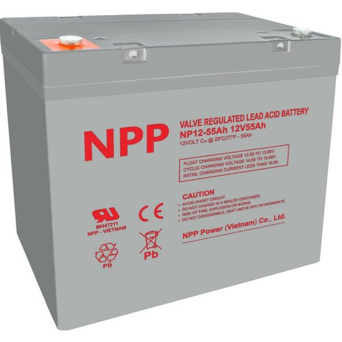 NPP NPG12V 55Ah, GEL BATTERY, C20=55AH, T14, 230138208212, 15KG, Light grey Cene