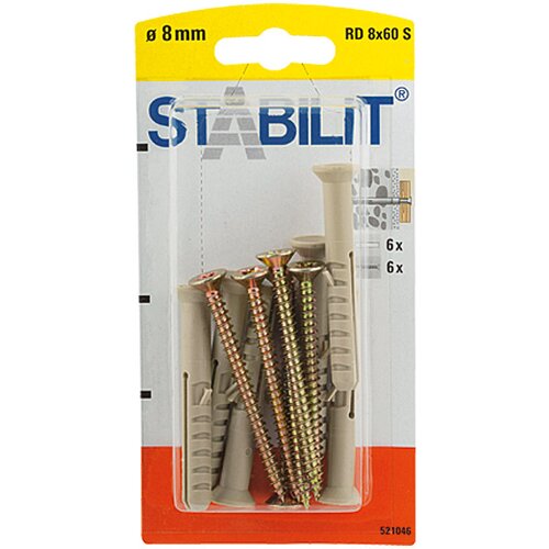 STABILIT set vijaka i tipli (Promjer tiple: 8 mm, Duljina tiple: 60 mm, Plastika, 6 Kom.) Slike