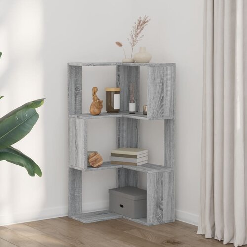  Kutni regal z knjige 3 razine artisian hrast 50x50x102cm drveni Slike