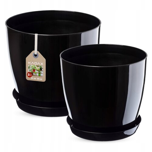 KADAX cvetlični lonec, sadilnik, pokrov, 18+20 cm, stojalo za rože, črna plastika, 2 kosa., (5000352550) Cene