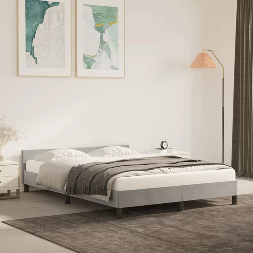 vidaXL Okvir za krevet s uzglavljem svjetlosivi 140x190 cm baršunasti