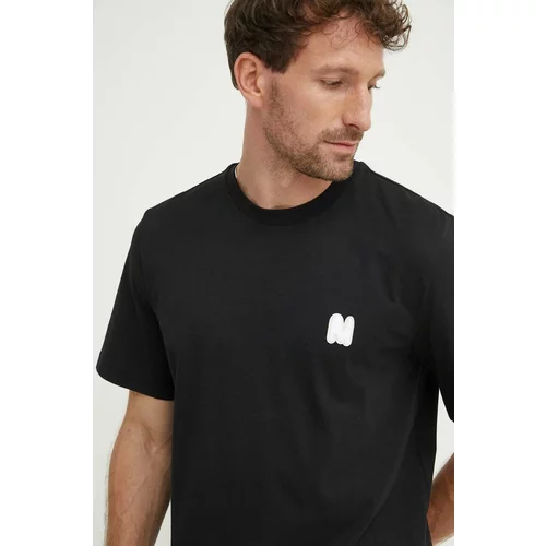 Msgm Pamučna majica za muškarce, boja: crna, s aplikacijom, 3740MM111.247798