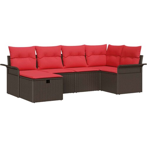  Sjedeća garnitura za vrt 6 kom. Poli ratan Smeđa 242,5 x 132,5 x 85 cm Slike