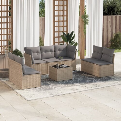 vidaXL 8-dijelni set vrtnih sofa od poliratana s jastucima bež Cijene