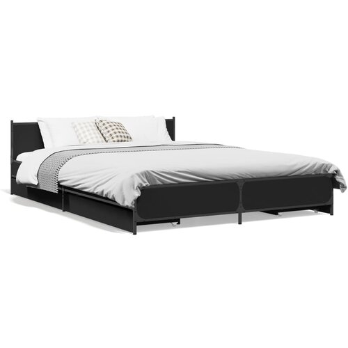 VidaXL Okvir kreveta s ladicama crni 140 x 200 cm konstruirano drvo Slike
