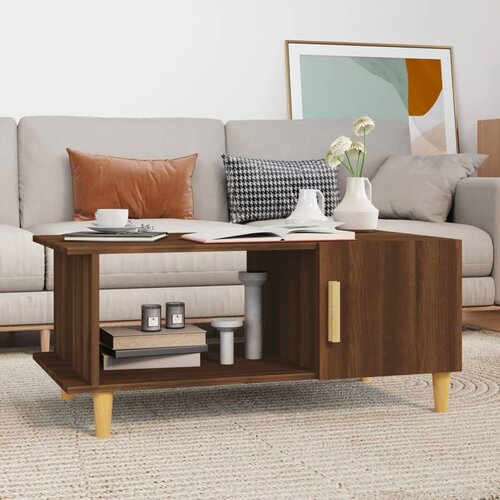 VidaXL Klubska mizica rjavi hrast 90x50x40 cm konstruiran les Slike
