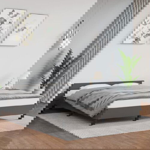 VidaXL Okvir za krevet s uzglavljem sivi 140x200 cm od umjetne kože Slike