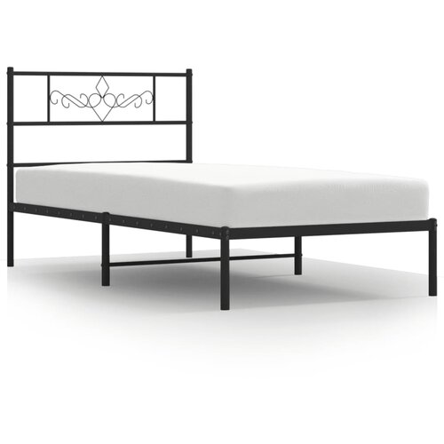 Maison Chic Kovinski Posteljni okvir - Enojna postelja - Postelja za odrasle z vzglavjem črn 90x200 cm, (21694230) Slike