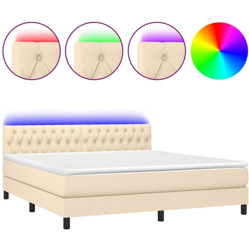 Maison Chic Box spring postelja - Vzmetna postelja z vzmetnico LED krem 160x200 cm blago SL21653, (21890990) Cene