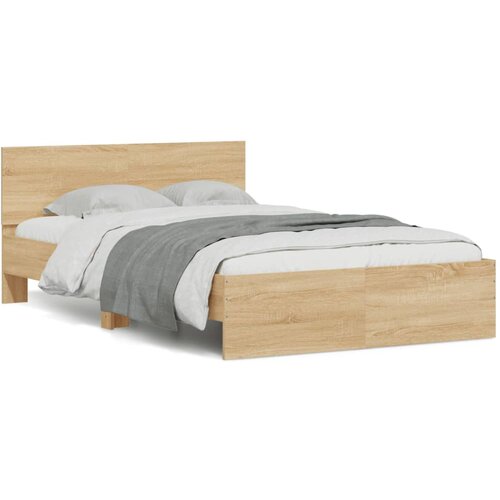 VidaXL Okvir za krevet s uzglavljem i LED boja hrasta sonome 135x190cm Slike
