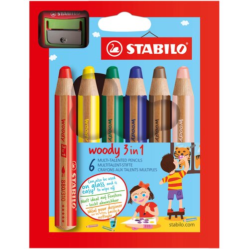 Stabilo Drvene bojice sa zarezačem Woody 3in1 6/1 Slike