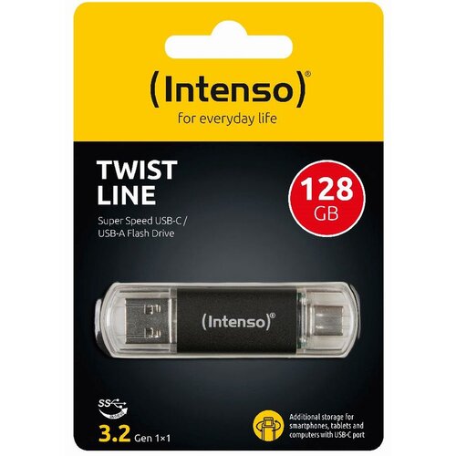 Intenso USB Flash drive 128GB, USB 3.2, USB-C, USB-A, Twist Line - USB3.2-128GB/Twist Line Slike