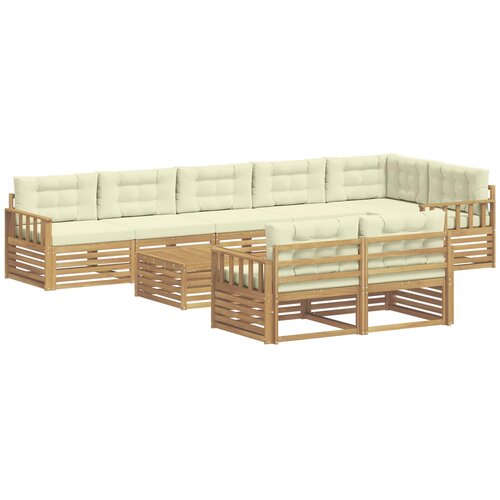 vidaXL Zunanja garnitura za sedenje 9 pcs Bela in krem Poliester, (5000280046) Cene