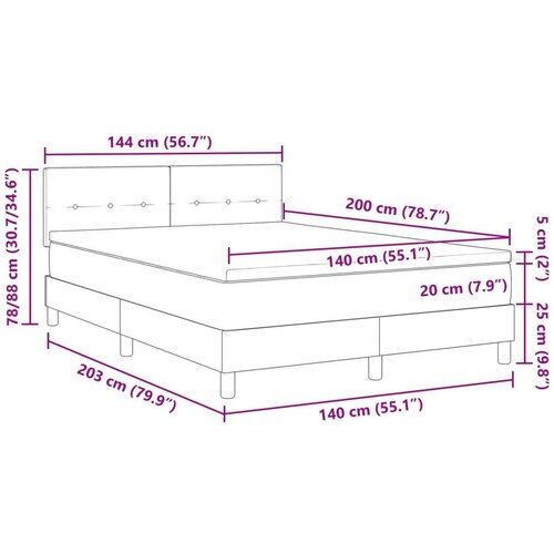  Kutija Proljetni Krevet s Madracem Tamnosmeđi 140x200 cm Tkanina Slike
