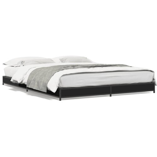 VidaXL Okvir za krevet crni 135x190 cm konstruirano drvo i metal Slike