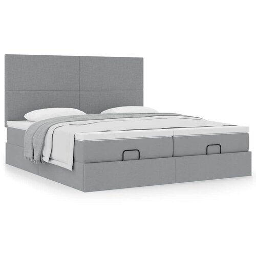 vidaXL Okvir kreveta s madracima svijetlosivi 200x200cm od tkanine Cijene