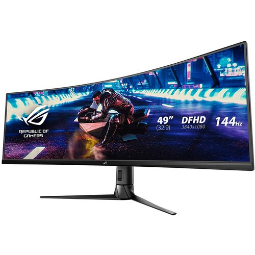 Asus ROG Strix XG49VQ Curved Gaming Monitor - 49&amp;quot;, 32:9 (3840 x 1080), 1800R Curvature, 144Hz, FreeSync 2 HDR, DisplayHDR 400, DCI-P3: 90%, Shadow Boost - 90LM04H0-B01170 Slike
