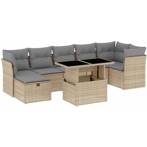 Maison Chic Seti vrtnega pohištva - Vrtna garnitura - Vrtni pohištvo set 8-delna z blazinami bež poli ratan, (21800165) Cene