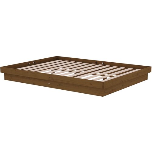  Okvir za krevet masivno drvo boja meda 135 x 190 cm bračni Slike