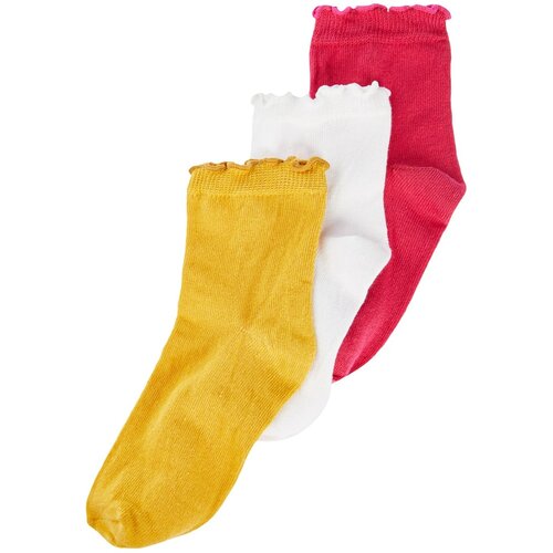 Trendyol Fuchsia Yellow White Frilly 3-Pack Girl Knitted Socks Cene
