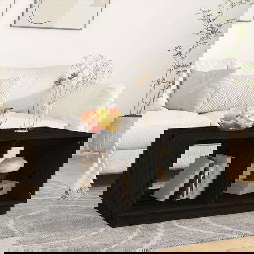  Klubska mizica črna 80×50×40 cm trdna borovina, (20712497) Cene