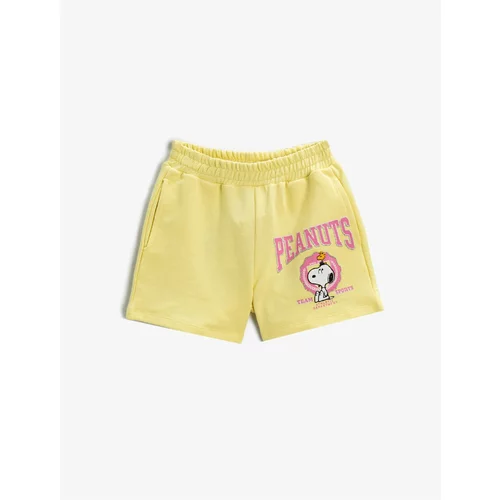 Koton Snoopy Printed Shorts Licensed Elastic Waist Cotton.