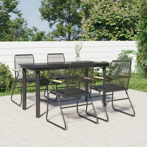 VidaXL 5-dijelni vrtni blagovaonski set od PVC ratana crni Slike