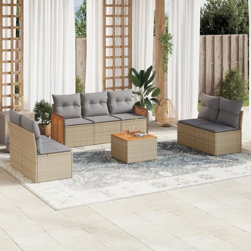 vidaXL 8-dijelni set vrtnih sofa od poliratana s jastucima bež Cijene